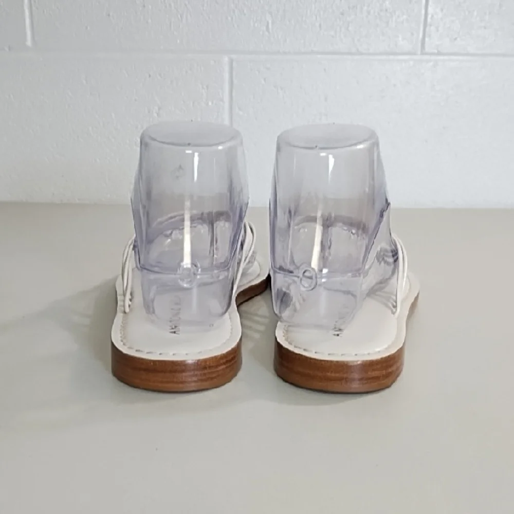 Antonio Melani White Strappy Leather Sandals Flip Flops